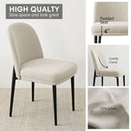 Upholstered Dining Chair with Metal Legs, Linen-Blend Fabric, Set of 2