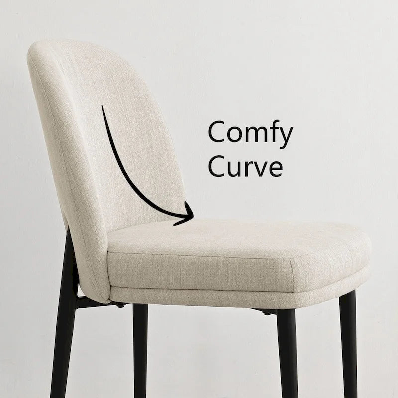 Upholstered Dining Chair with Metal Legs, Linen-Blend Fabric, Set of 2