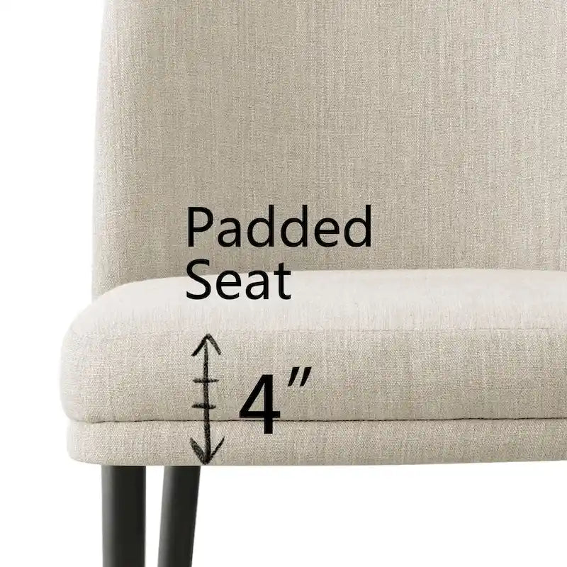Upholstered Dining Chair with Metal Legs, Linen-Blend Fabric, Set of 2