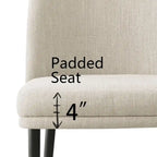 Upholstered Dining Chair with Metal Legs, Linen-Blend Fabric, Set of 2