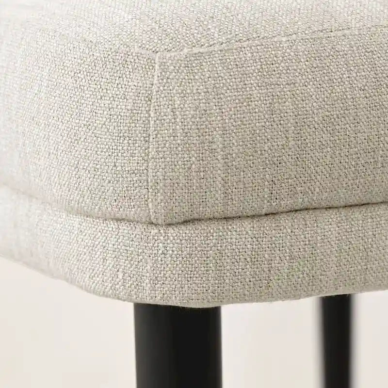 Upholstered Dining Chair with Metal Legs, Linen-Blend Fabric, Set of 2