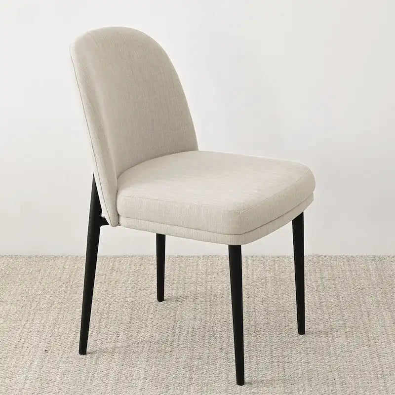 Upholstered Dining Chair with Metal Legs, Linen-Blend Fabric, Set of 2