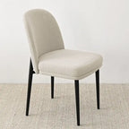 Upholstered Dining Chair with Metal Legs, Linen-Blend Fabric, Set of 2