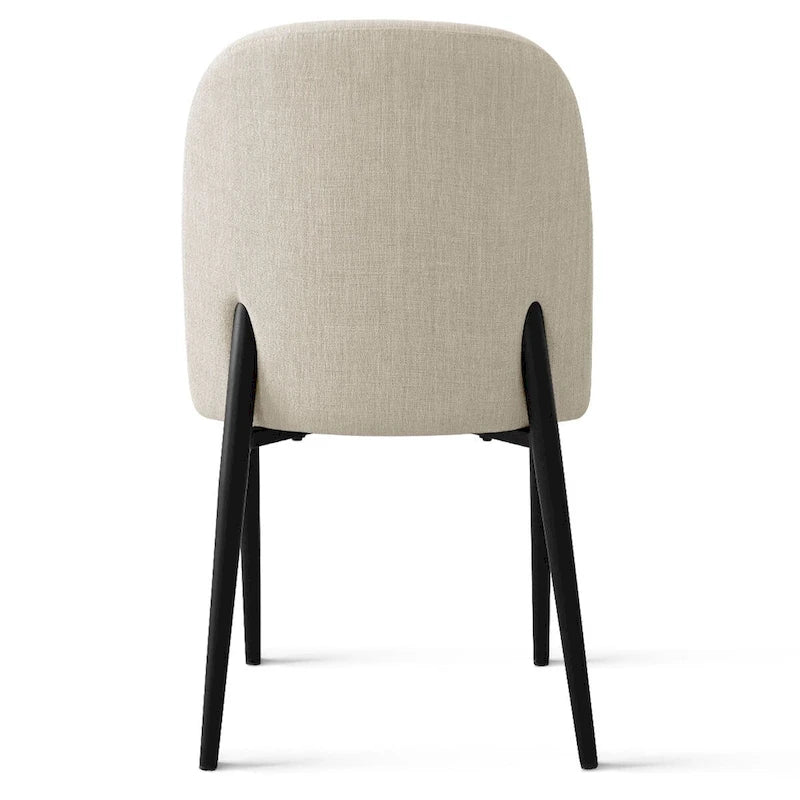 Upholstered Dining Chair with Metal Legs, Linen-Blend Fabric, Set of 2