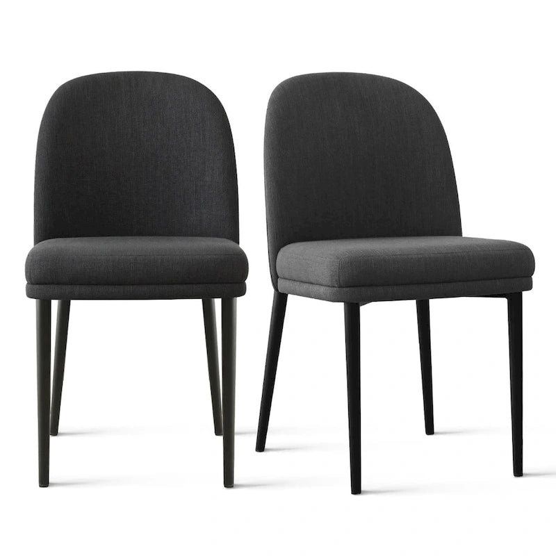 Upholstered Dining Chair with Metal Legs, Linen-Blend Fabric, Set of 2