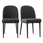 Upholstered Dining Chair with Metal Legs, Linen-Blend Fabric, Set of 2