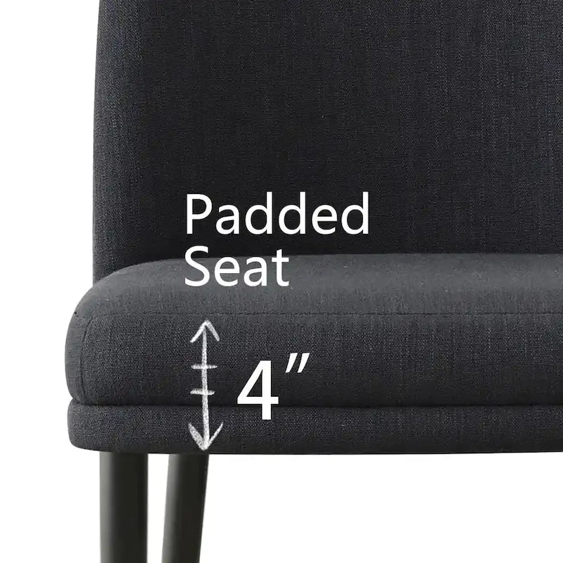 Upholstered Dining Chair with Metal Legs, Linen-Blend Fabric, Set of 2
