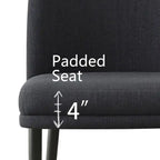 Upholstered Dining Chair with Metal Legs, Linen-Blend Fabric, Set of 2
