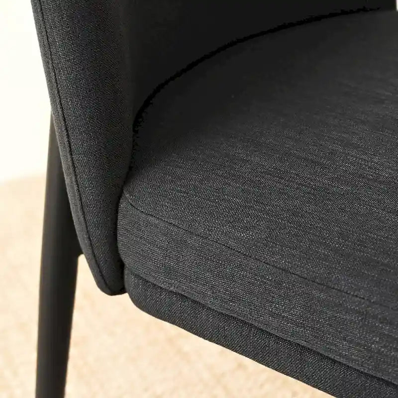 Upholstered Dining Chair with Metal Legs, Linen-Blend Fabric, Set of 2