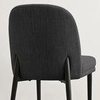 Upholstered Dining Chair with Metal Legs, Linen-Blend Fabric, Set of 2