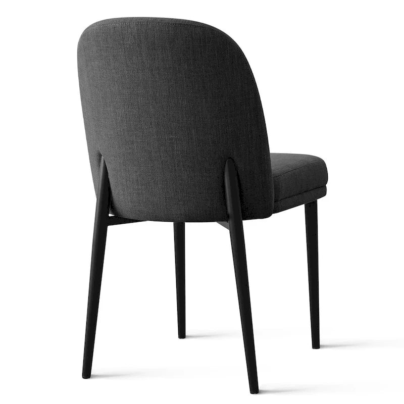 Upholstered Dining Chair with Metal Legs, Linen-Blend Fabric, Set of 2