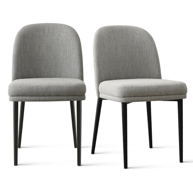 Upholstered Dining Chair with Metal Legs, Linen-Blend Fabric, Set of 2