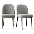 Upholstered Dining Chair with Metal Legs, Linen-Blend Fabric, Set of 2