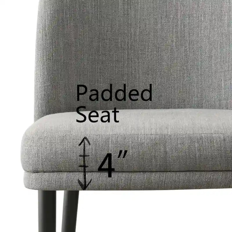 Upholstered Dining Chair with Metal Legs, Linen-Blend Fabric, Set of 2