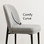 Upholstered Dining Chair with Metal Legs, Linen-Blend Fabric, Set of 2