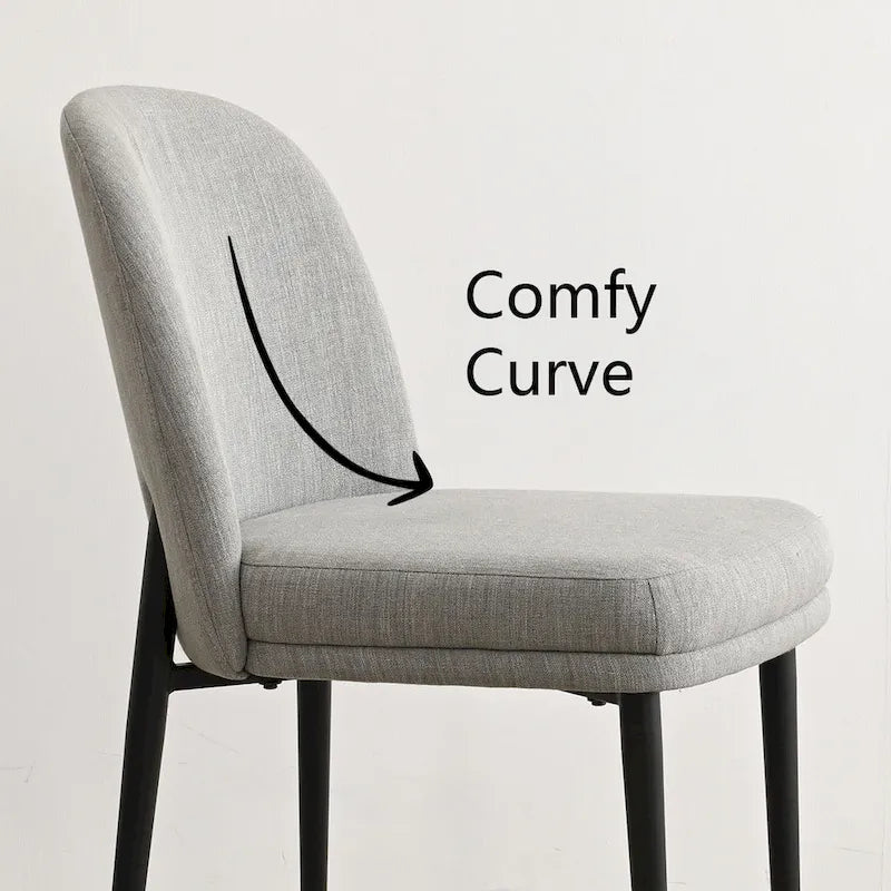 Upholstered Dining Chair with Metal Legs, Linen-Blend Fabric, Set of 2