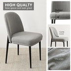 Upholstered Dining Chair with Metal Legs, Linen-Blend Fabric, Set of 2