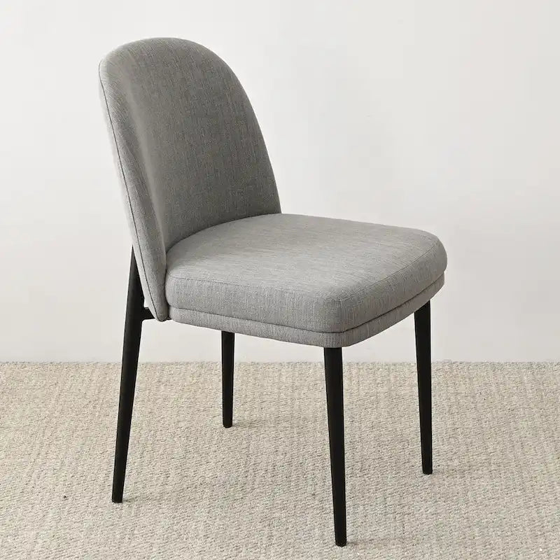 Upholstered Dining Chair with Metal Legs, Linen-Blend Fabric, Set of 2