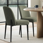 Upholstered Dining Chair with Metal Legs, Linen-Blend Fabric, Set of 2