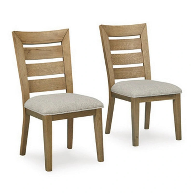 Brown & Gray Cushioned Ladder-Back Dining Chair, Set of 2