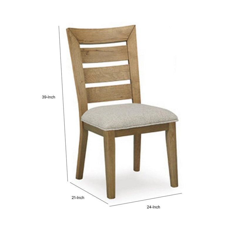 Brown & Gray Cushioned Ladder-Back Dining Chair, Set of 2