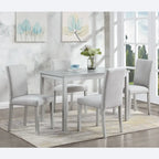 Gray / Black / White 5-Piece Rectangular Dining Table Set for 4