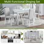 Gray / Black / White 5-Piece Rectangular Dining Table Set for 4
