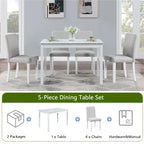Gray / Black / White 5-Piece Rectangular Dining Table Set for 4