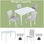 Gray / Black / White 5-Piece Rectangular Dining Table Set for 4