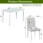 Gray / Black / White 5-Piece Rectangular Dining Table Set for 4