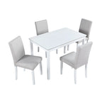 Gray / Black / White 5-Piece Rectangular Dining Table Set for 4