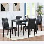 Gray / Black / White 5-Piece Rectangular Dining Table Set for 4