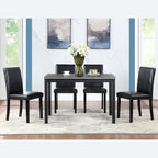 Gray / Black / White 5-Piece Rectangular Dining Table Set for 4