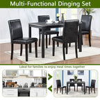 Gray / Black / White 5-Piece Rectangular Dining Table Set for 4