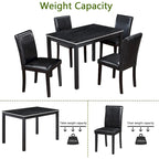 Gray / Black / White 5-Piece Rectangular Dining Table Set for 4
