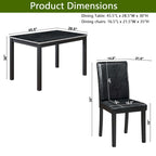Gray / Black / White 5-Piece Rectangular Dining Table Set for 4