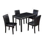 Gray / Black / White 5-Piece Rectangular Dining Table Set for 4