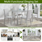 Gray / Black / White 5-Piece Rectangular Dining Table Set for 4
