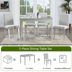 Gray / Black / White 5-Piece Rectangular Dining Table Set for 4