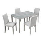 Gray / Black / White 5-Piece Rectangular Dining Table Set for 4