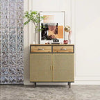 Gold / Dark Grey Bamboo & Iron Sideboard with 2 Drawers and Cabinet