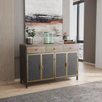 Gold / Dark Grey Bamboo & Iron Sideboard with 2 Drawers and Cabinet