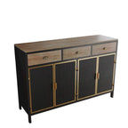 Gold / Dark Grey Bamboo & Iron Sideboard with 2 Drawers and Cabinet