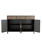 Gold / Dark Grey Bamboo & Iron Sideboard with 2 Drawers and Cabinet