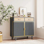 Gold / Dark Grey Bamboo & Iron Sideboard with 2 Drawers and Cabinet