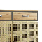 Gold / Dark Grey Bamboo & Iron Sideboard with 2 Drawers and Cabinet