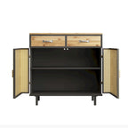 Gold / Dark Grey Bamboo & Iron Sideboard with 2 Drawers and Cabinet