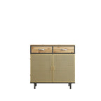 Gold / Dark Grey Bamboo & Iron Sideboard with 2 Drawers and Cabinet