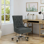 Dark Grey / Beige Diamond Tufted Swivel Office Chair for 1 Person