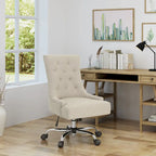Dark Grey / Beige Diamond Tufted Swivel Office Chair for 1 Person